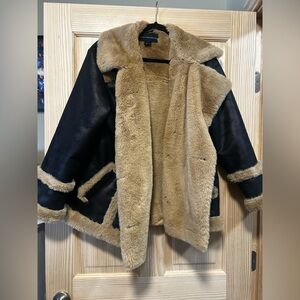 French Connection Black and Tan Teddy Jacket